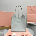MIU MIU HOBO 40 TOTE IN LIGHT BLUE CALFSKIN