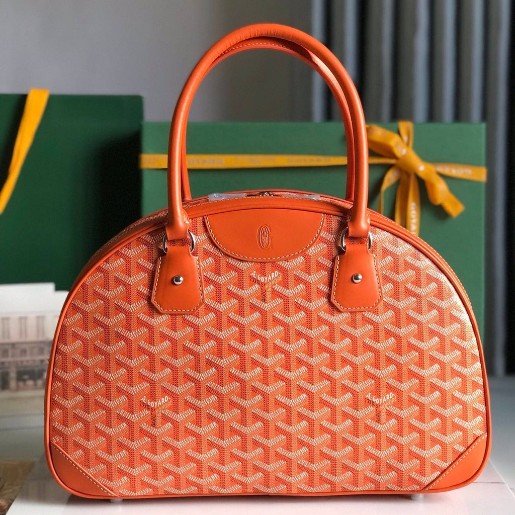 GOYARD SAINT JEANNE BAG 35 IN RED ORANGE GOYARDINE CANVAS AND CALFSKIN