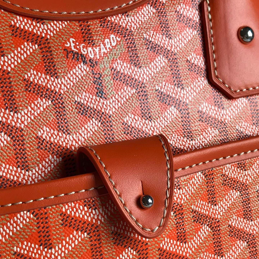 GOYARD SAINT JEANNE BAG 35 IN RED ORANGE GOYARDINE CANVAS AND CALFSKIN