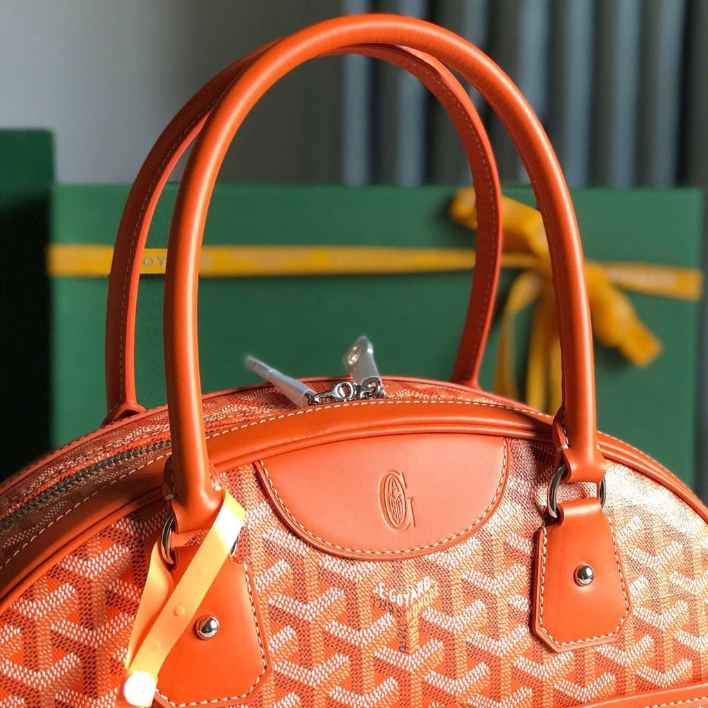 GOYARD SAINT JEANNE BAG 35 IN RED ORANGE GOYARDINE CANVAS AND CALFSKIN