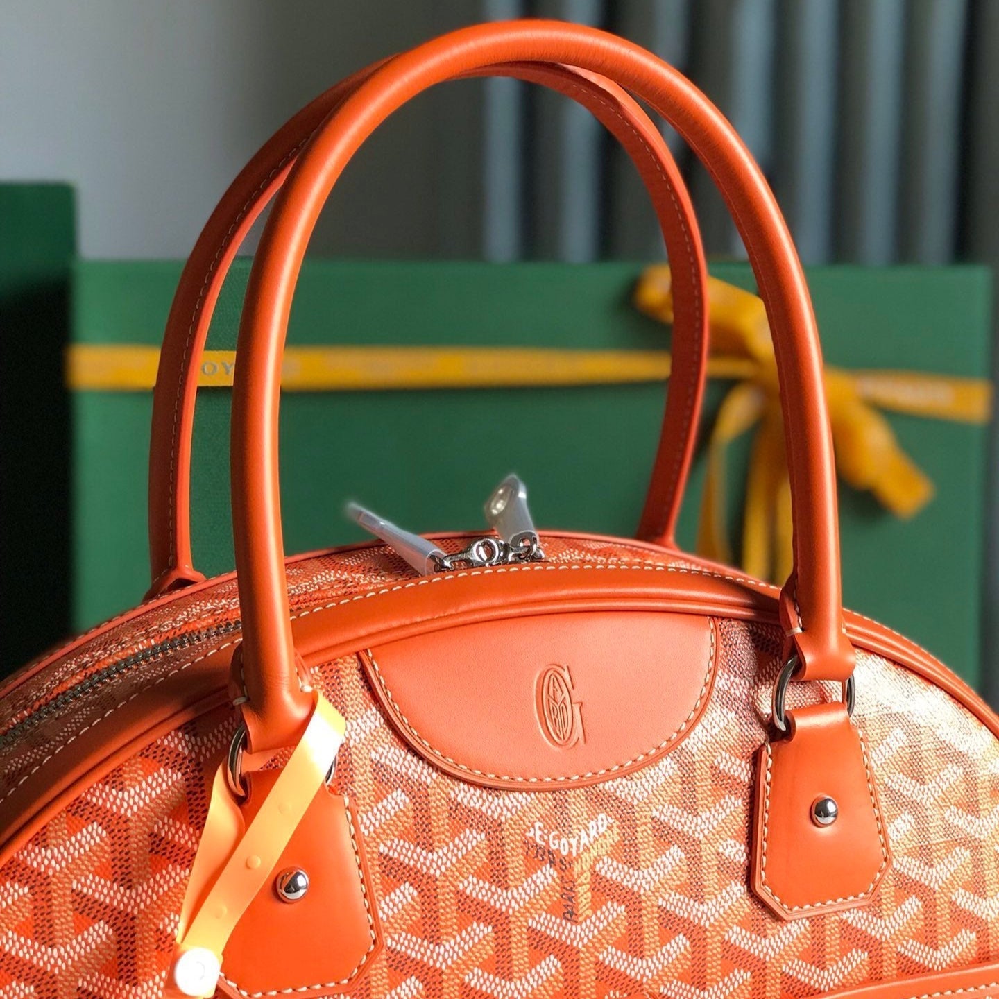 GOYARD SAINT JEANNE BAG 35 IN RED ORANGE GOYARDINE CANVAS AND CALFSKIN