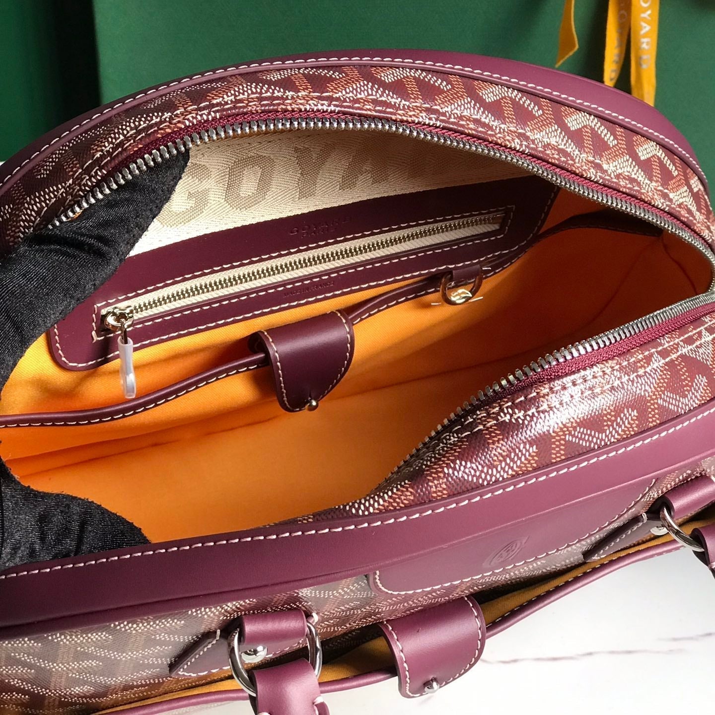 GOYARD SAINT JEANNE BAG 35 IN CANNON PINK GOYARDINE CANVAS AND CALFSKIN