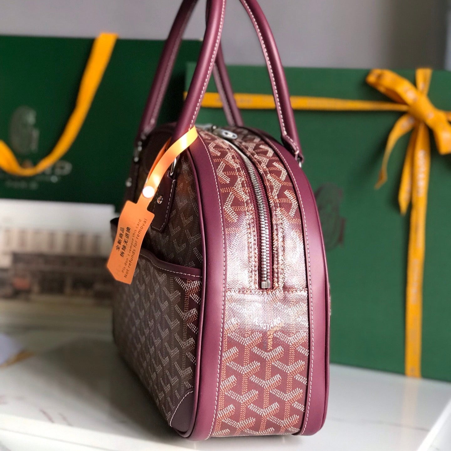 GOYARD SAINT JEANNE BAG 35 IN CANNON PINK GOYARDINE CANVAS AND CALFSKIN