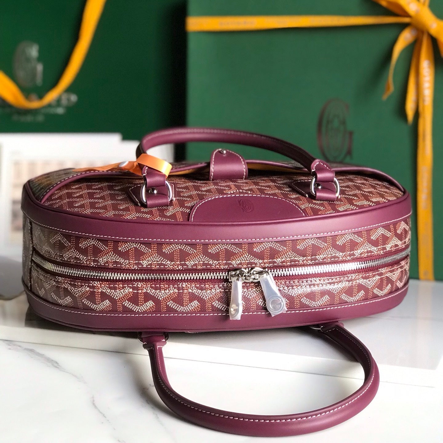 GOYARD SAINT JEANNE BAG 35 IN CANNON PINK GOYARDINE CANVAS AND CALFSKIN