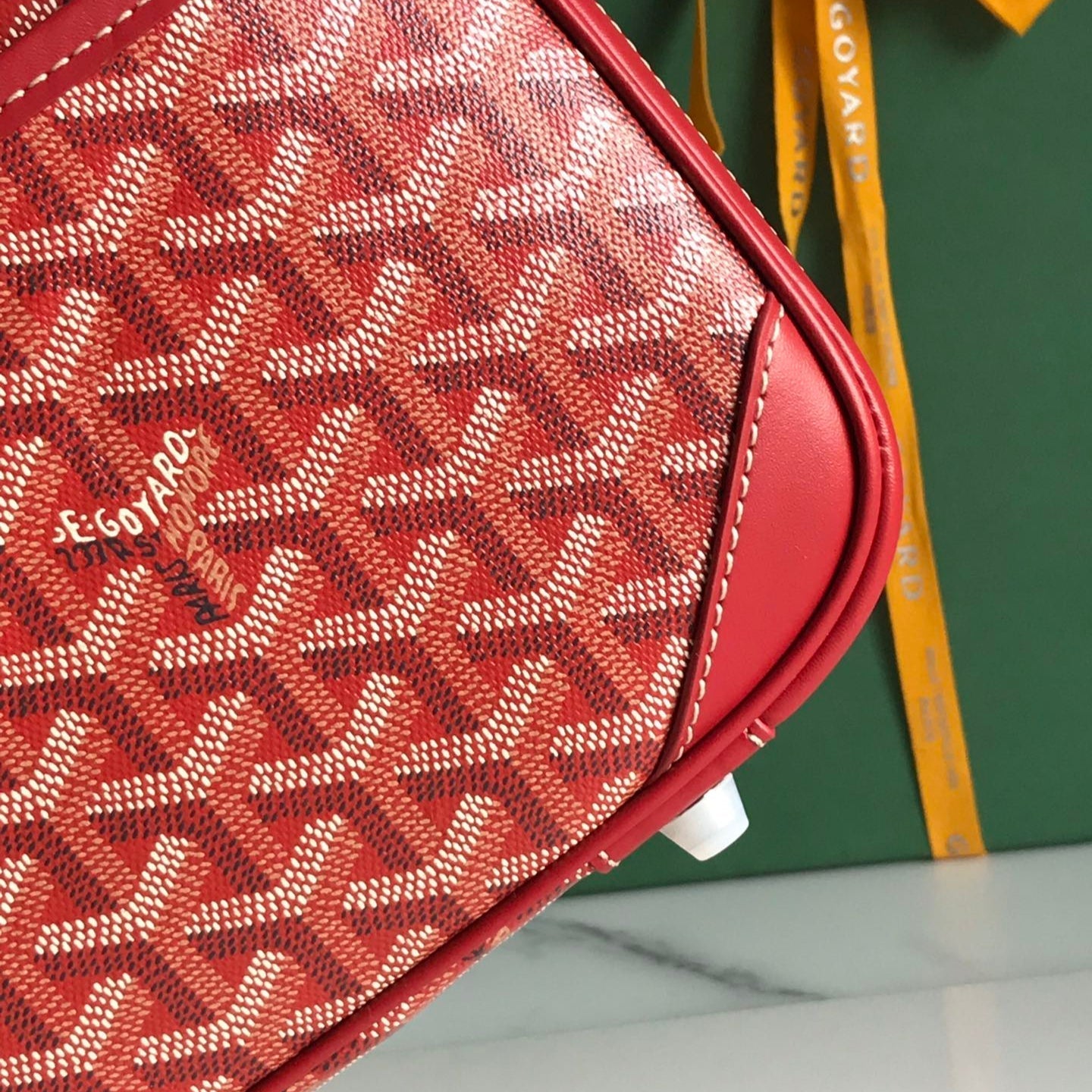 GOYARD SAINT JEANNE BAG 35 IN RED GOYARDINE CANVAS AND CALFSKIN