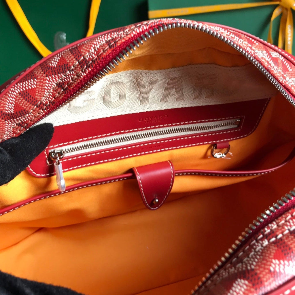 GOYARD SAINT JEANNE BAG 35 IN RED GOYARDINE CANVAS AND CALFSKIN