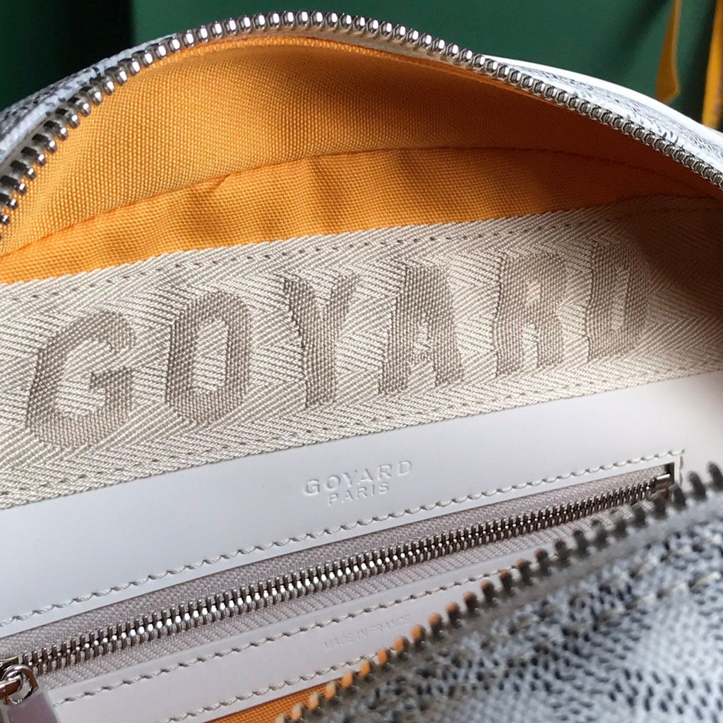 GOYARD SAINT JEANNE BAG 35 IN WHITE GOYARDINE CANVAS AND CALFSKIN