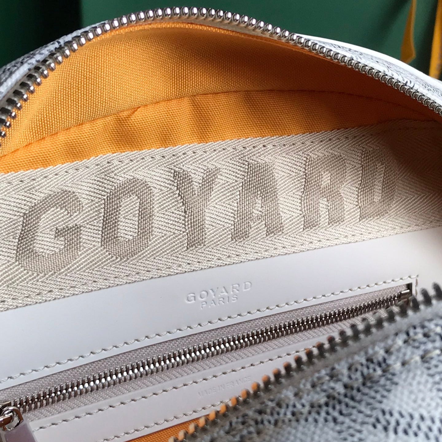 GOYARD SAINT JEANNE BAG 35 IN WHITE GOYARDINE CANVAS AND CALFSKIN