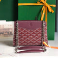 GOYARD ROUETTE STRUCTURÉ MINI BAG 21 IN WINE RED GOYARDINE CANVAS AND CALFSKIN
