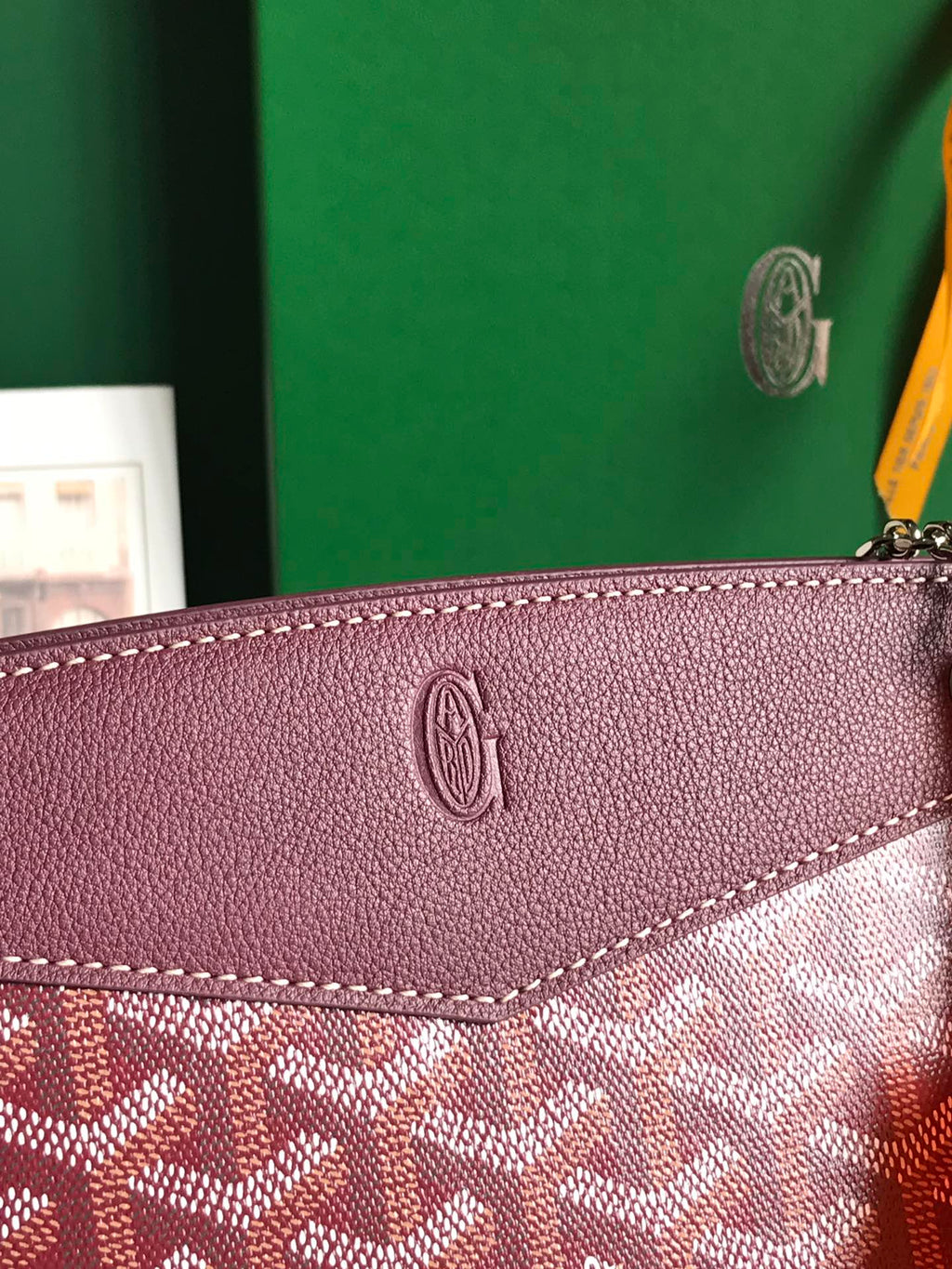 GOYARD ROUETTE STRUCTURÉ MINI BAG 21 IN WINE RED GOYARDINE CANVAS AND CALFSKIN