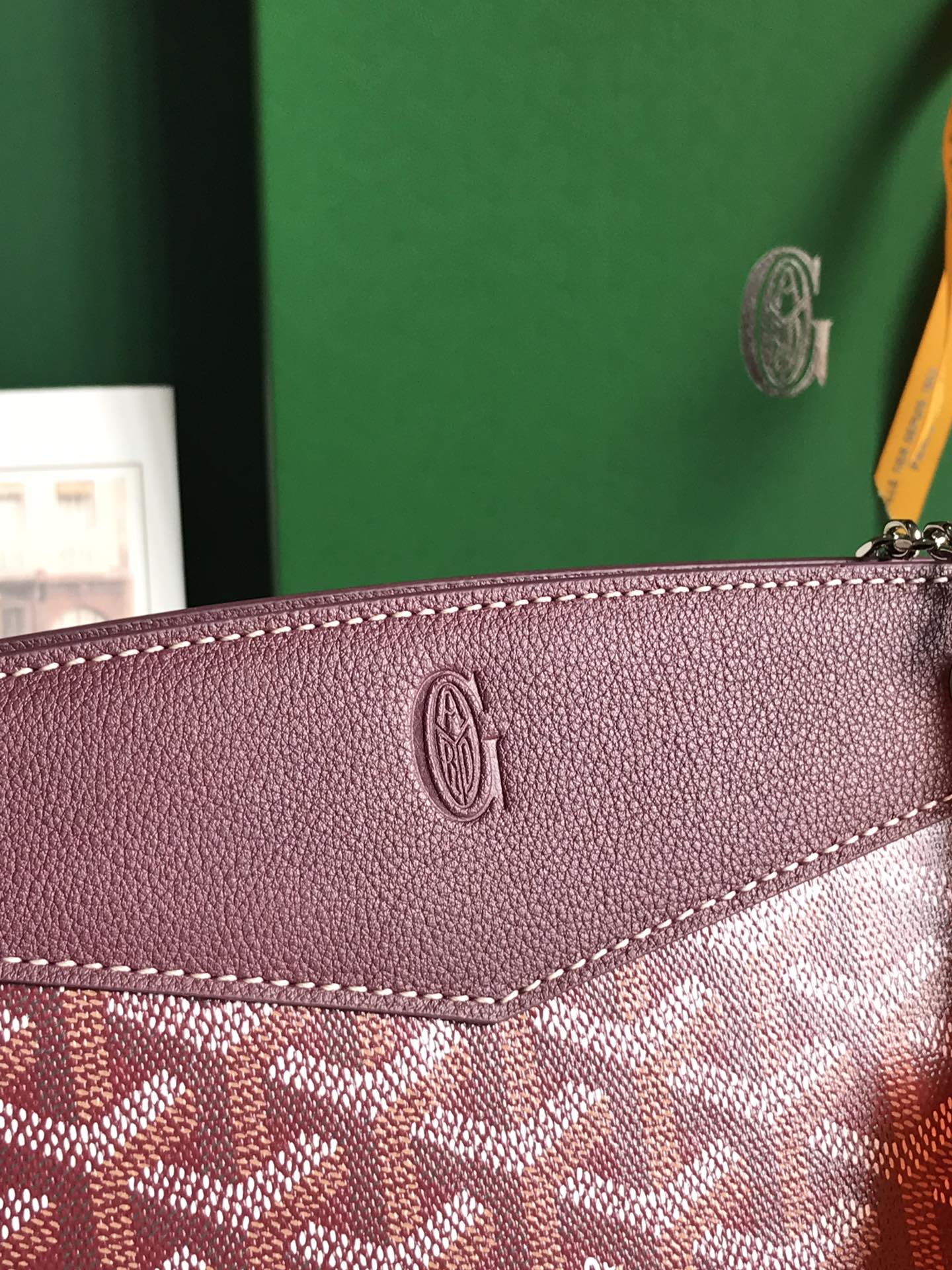 GOYARD ROUETTE STRUCTURÉ MINI BAG 21 IN WINE RED GOYARDINE CANVAS AND CALFSKIN