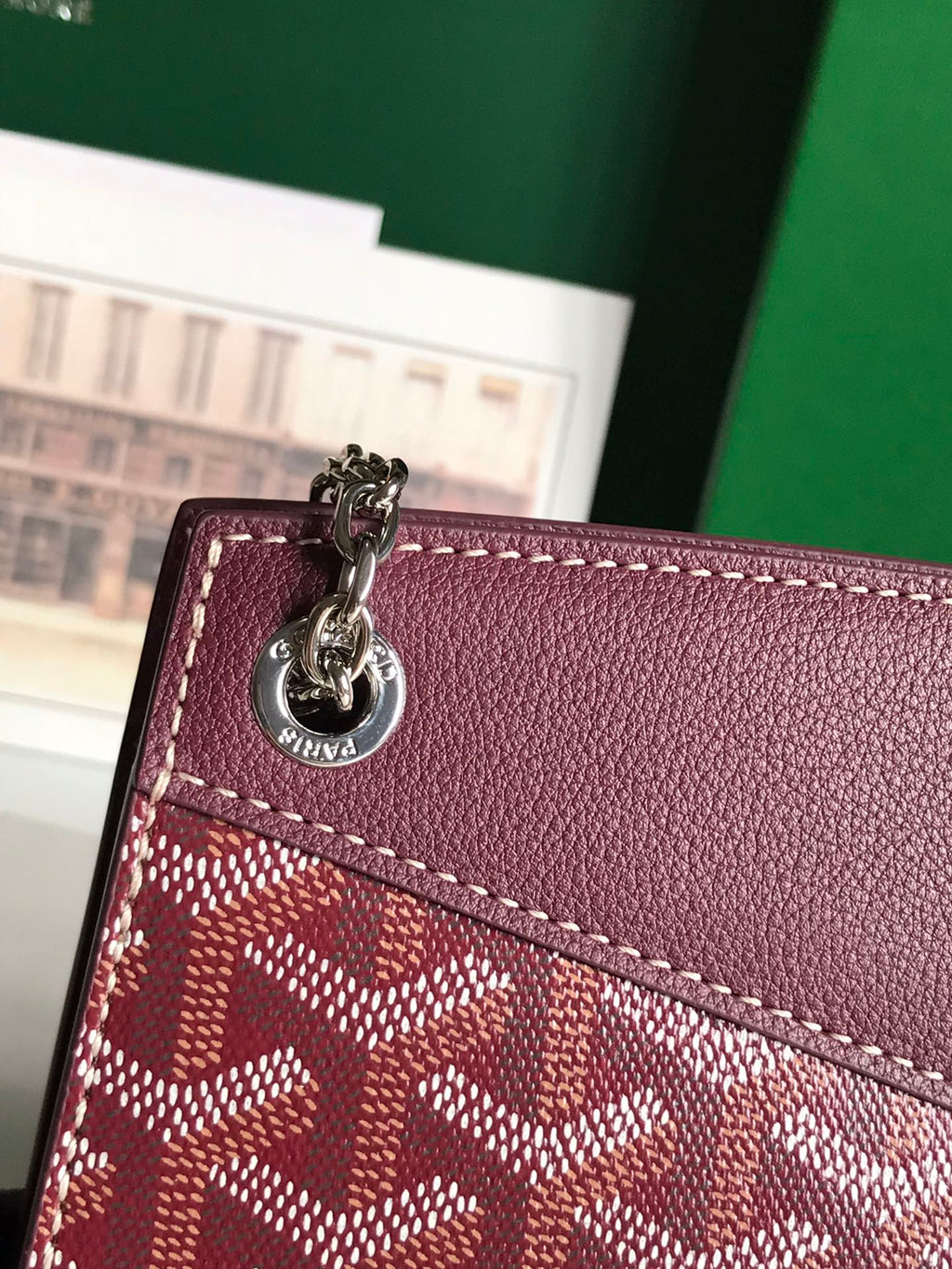 GOYARD ROUETTE STRUCTURÉ MINI BAG 21 IN WINE RED GOYARDINE CANVAS AND CALFSKIN