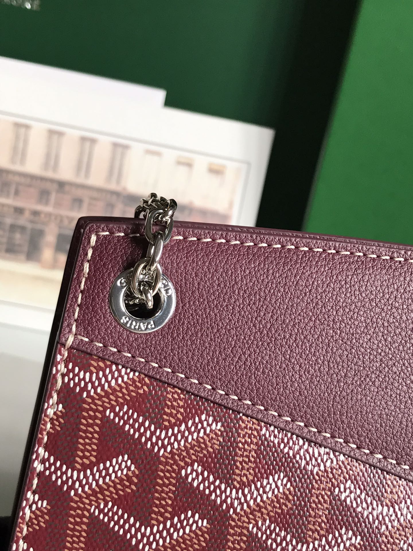 GOYARD ROUETTE STRUCTURÉ MINI BAG 21 IN WINE RED GOYARDINE CANVAS AND CALFSKIN
