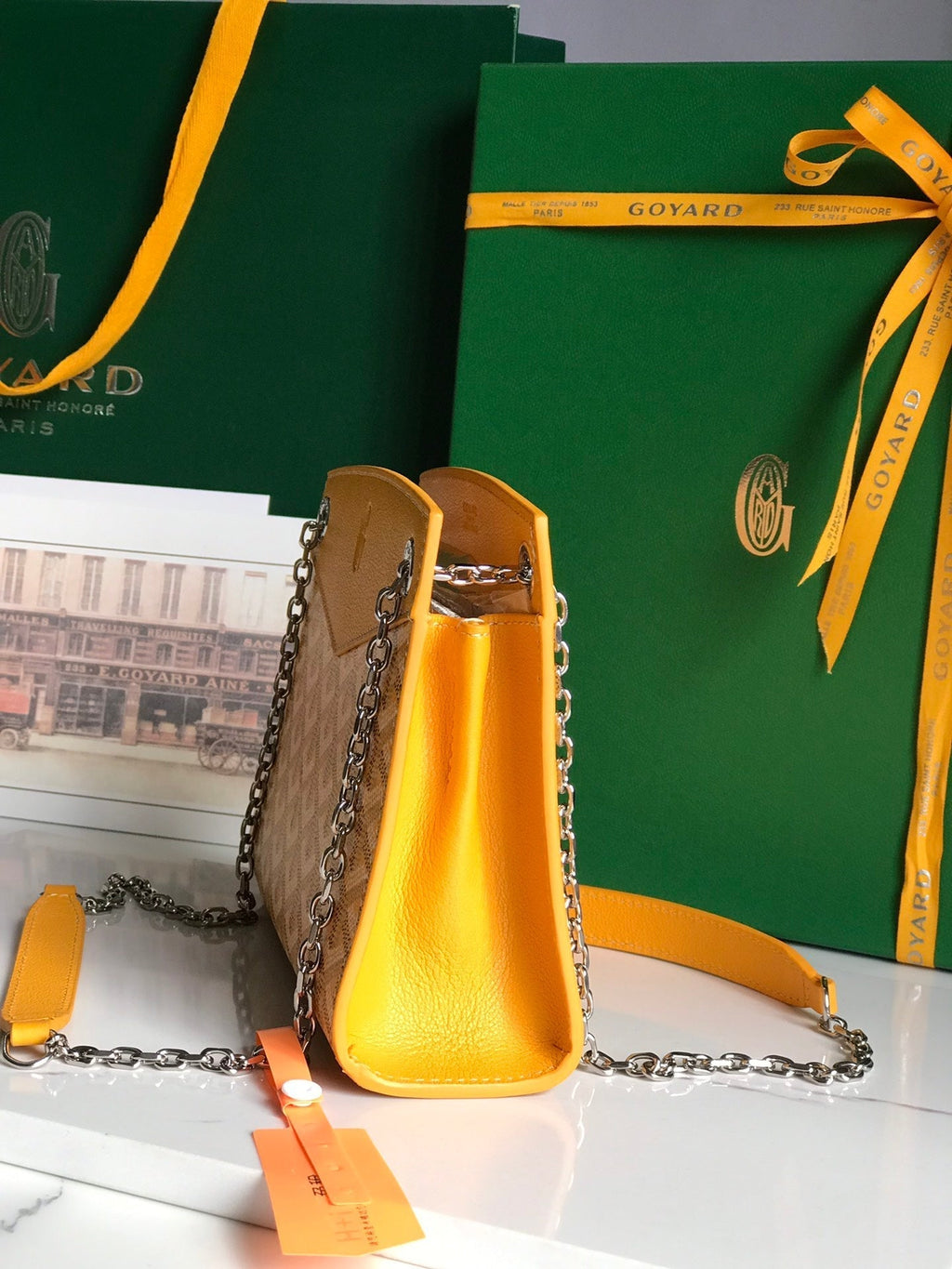 GOYARD ROUETTE STRUCTURÉ MINI BAG 21 IN YELLOW GOYARDINE CANVAS AND CALFSKIN