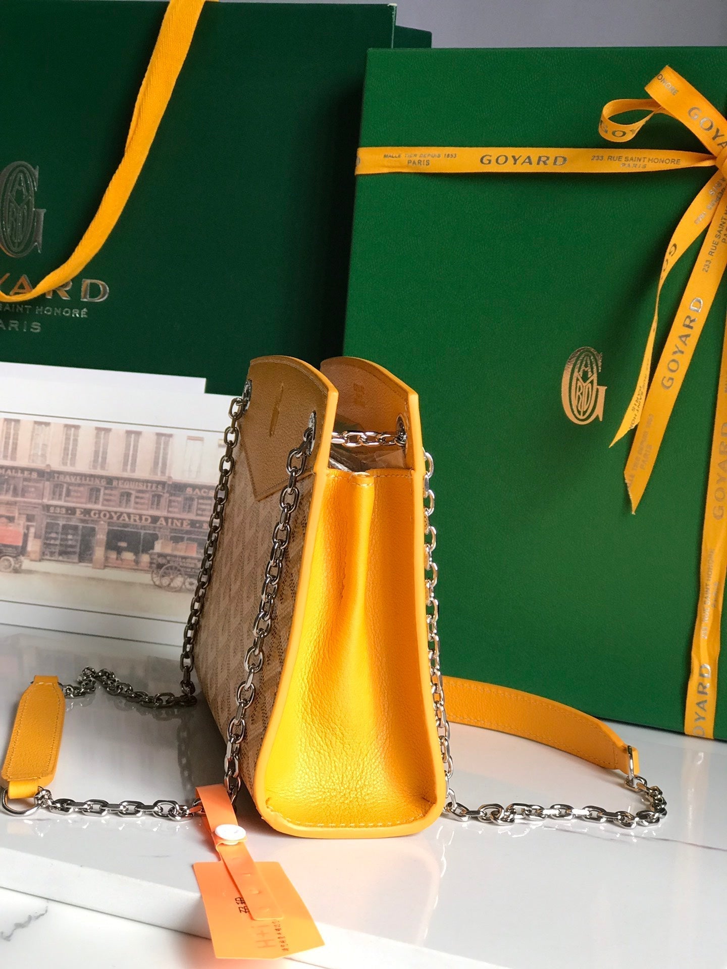 GOYARD ROUETTE STRUCTURÉ MINI BAG 21 IN YELLOW GOYARDINE CANVAS AND CALFSKIN