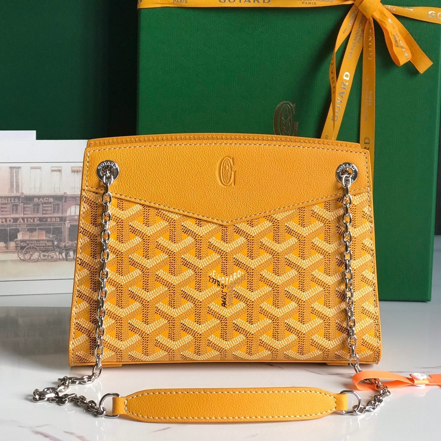 GOYARD ROUETTE STRUCTURÉ MINI BAG 21 IN YELLOW GOYARDINE CANVAS AND CALFSKIN