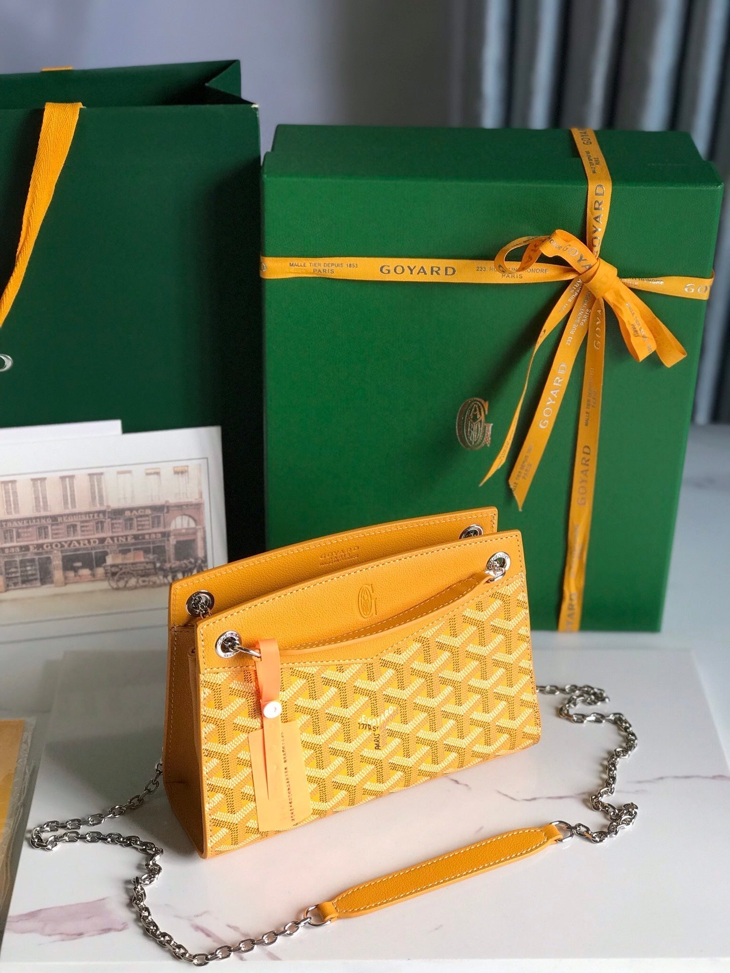 GOYARD ROUETTE STRUCTURÉ MINI BAG 21 IN YELLOW GOYARDINE CANVAS AND CALFSKIN