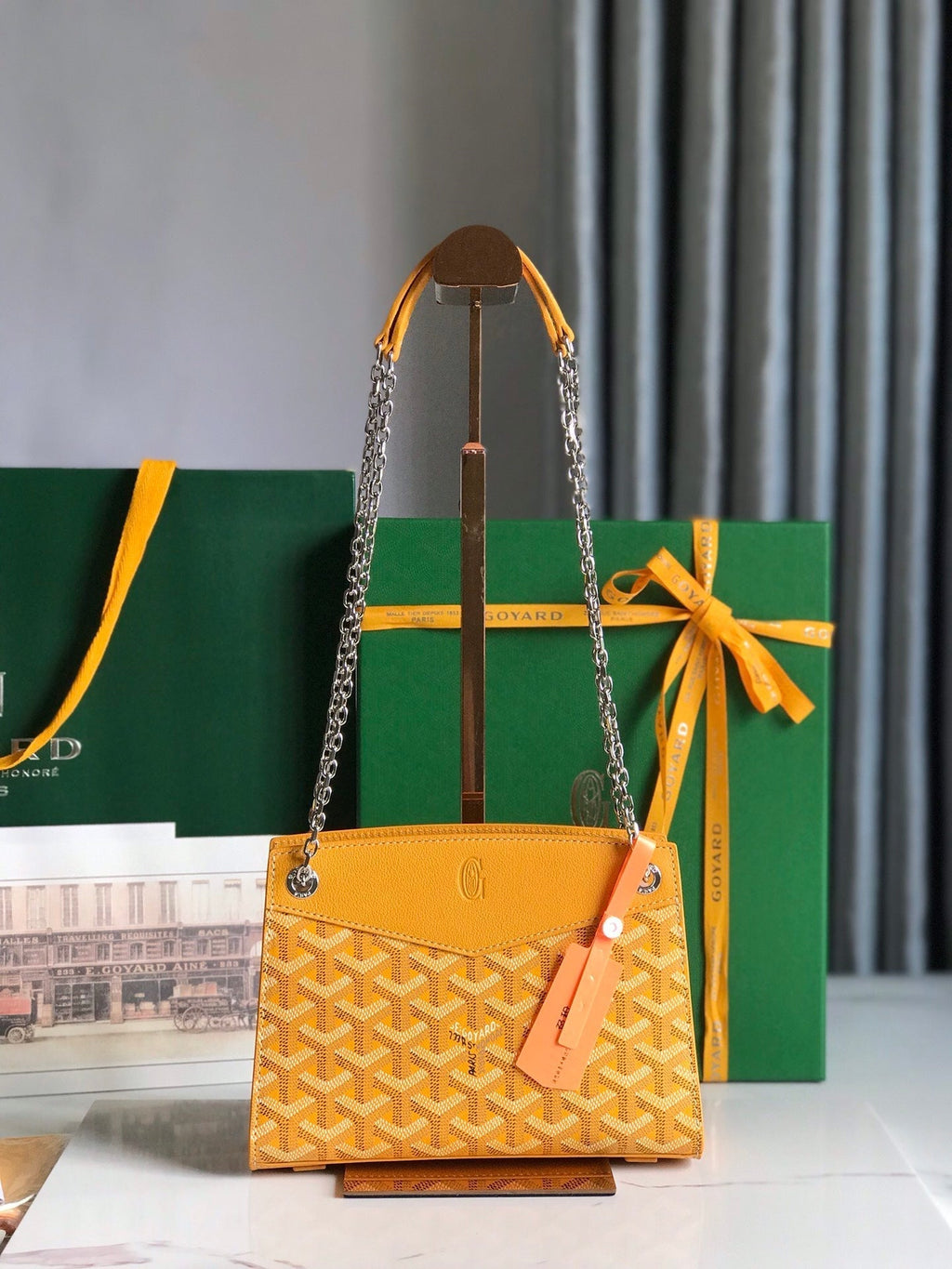 GOYARD ROUETTE STRUCTURÉ MINI BAG 21 IN YELLOW GOYARDINE CANVAS AND CALFSKIN