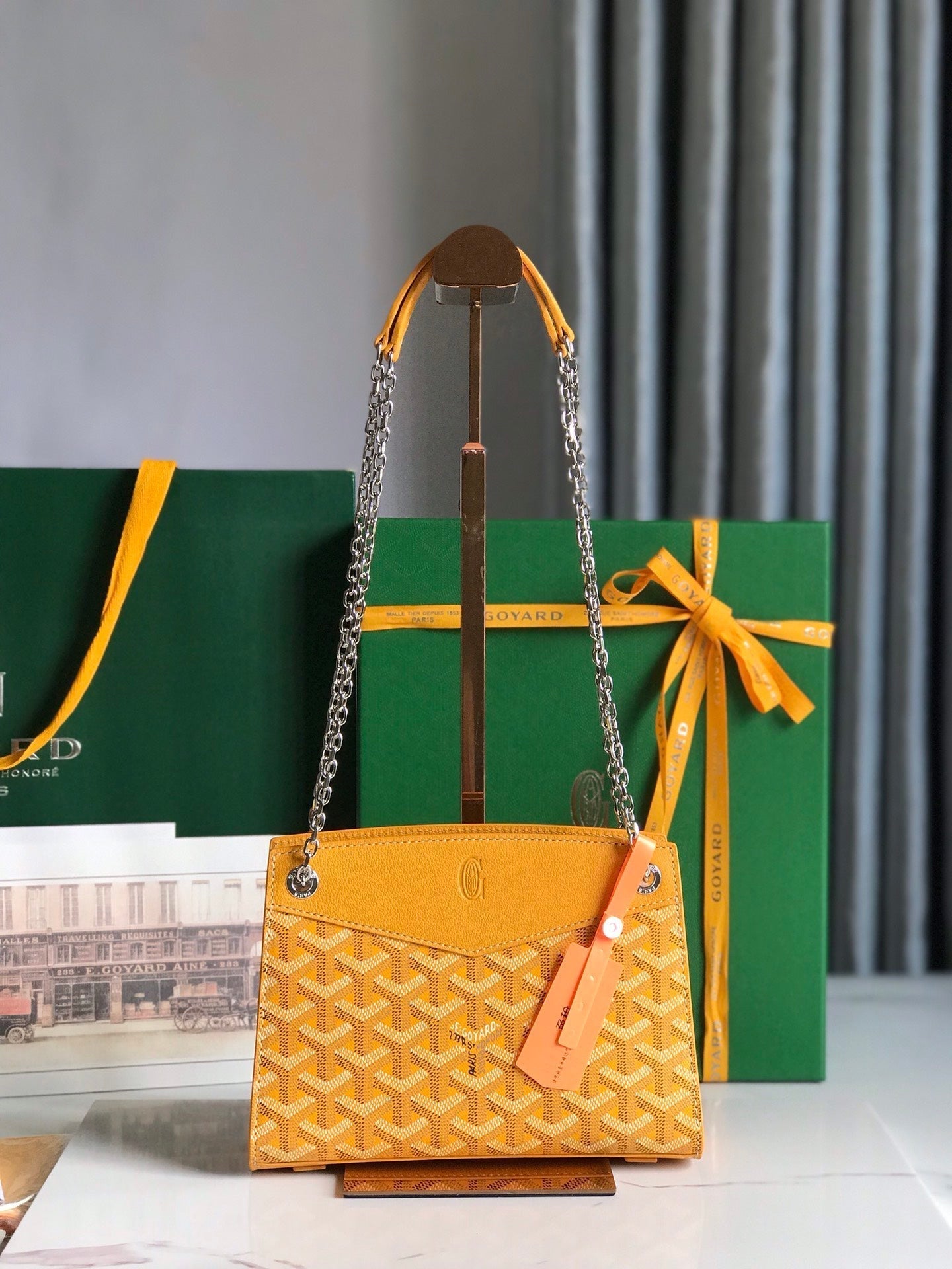 GOYARD ROUETTE STRUCTURÉ MINI BAG 21 IN YELLOW GOYARDINE CANVAS AND CALFSKIN
