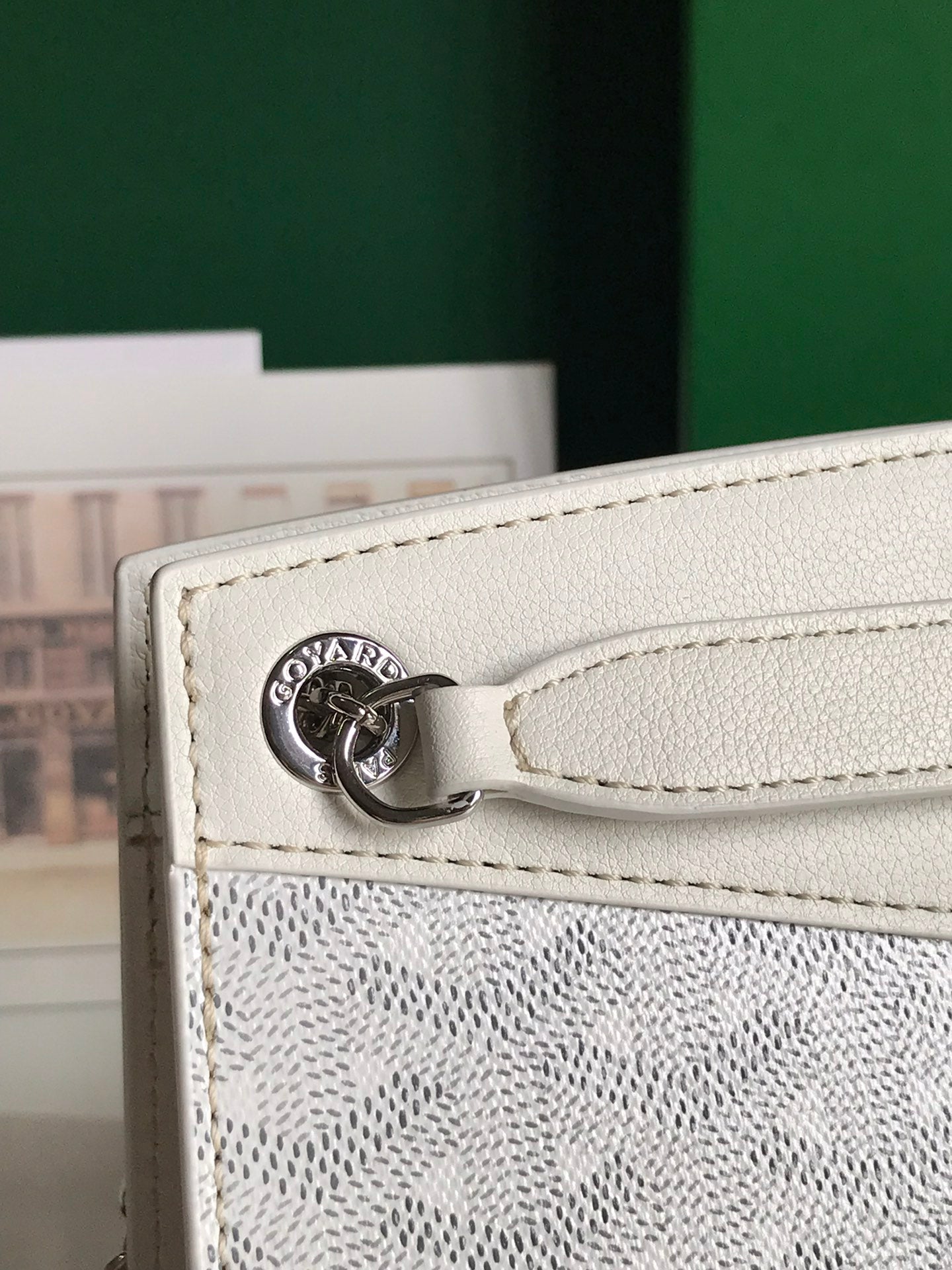 GOYARD ROUETTE STRUCTURÉ MINI BAG 21 IN WHITE GOYARDINE CANVAS AND CALFSKIN