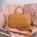 MIU MIU BEAU TOP HANDLE BAG 34 IN PERU BROWN CALFSKIN