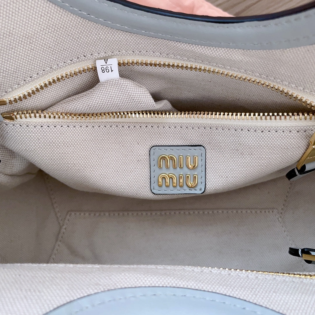 MIU MIU SMALL TOTE BAG 22 IN CHROME GRAY CALFSKIN