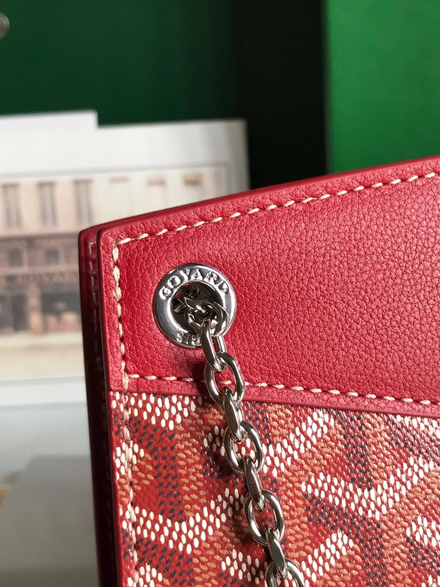 GOYARD ROUETTE STRUCTURÉ MINI BAG 21 IN CLASSIC RED GOYARDINE CANVAS AND CALFSKIN