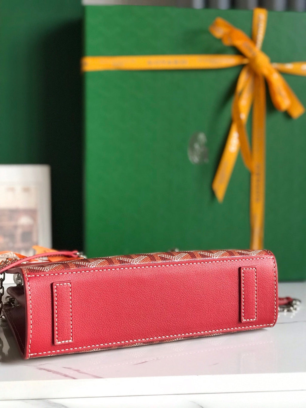 GOYARD ROUETTE STRUCTURÉ MINI BAG 21 IN CLASSIC RED GOYARDINE CANVAS AND CALFSKIN