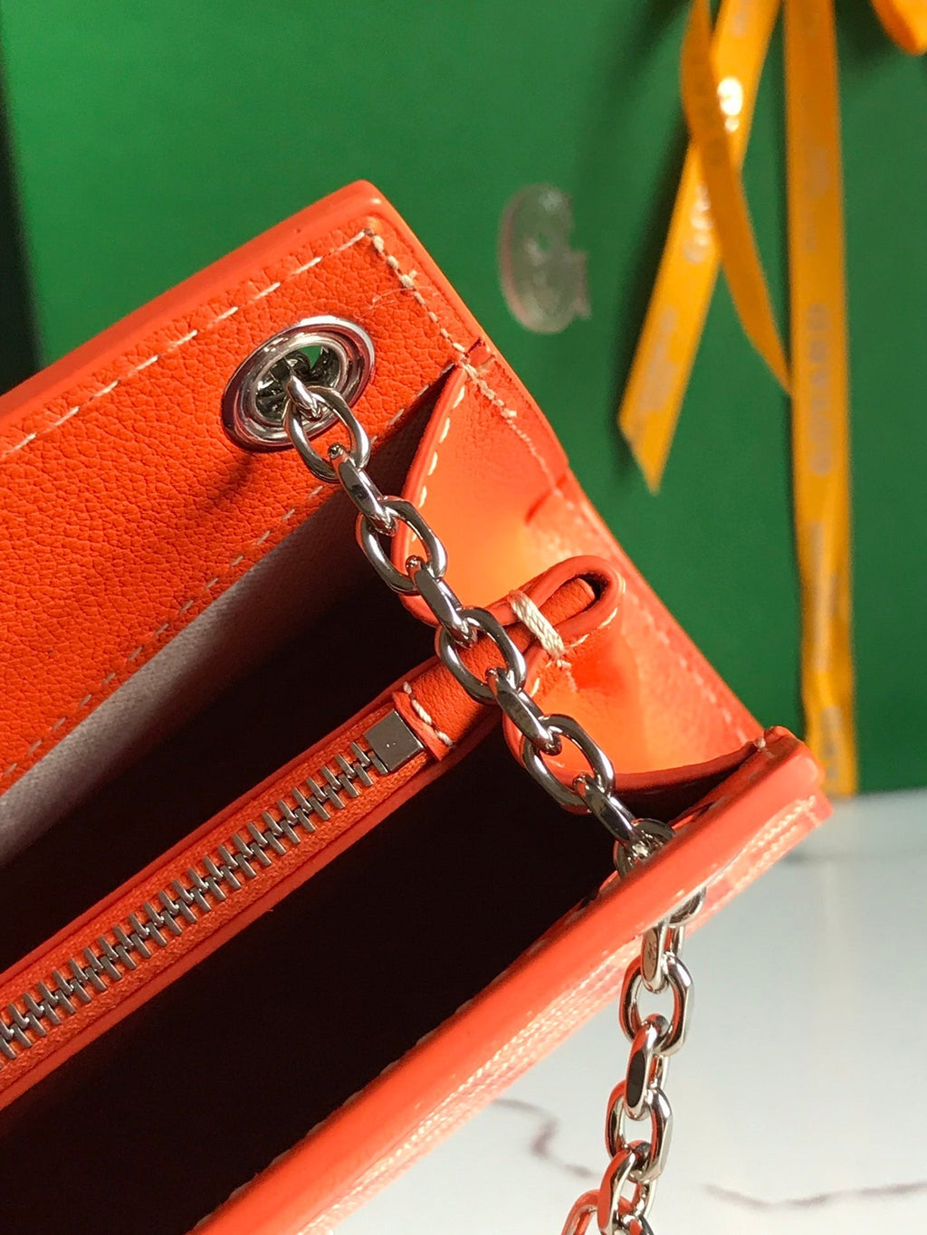 GOYARD ROUETTE STRUCTURÉ MINI BAG 21 IN ORANGE GOYARDINE CANVAS AND CALFSKIN