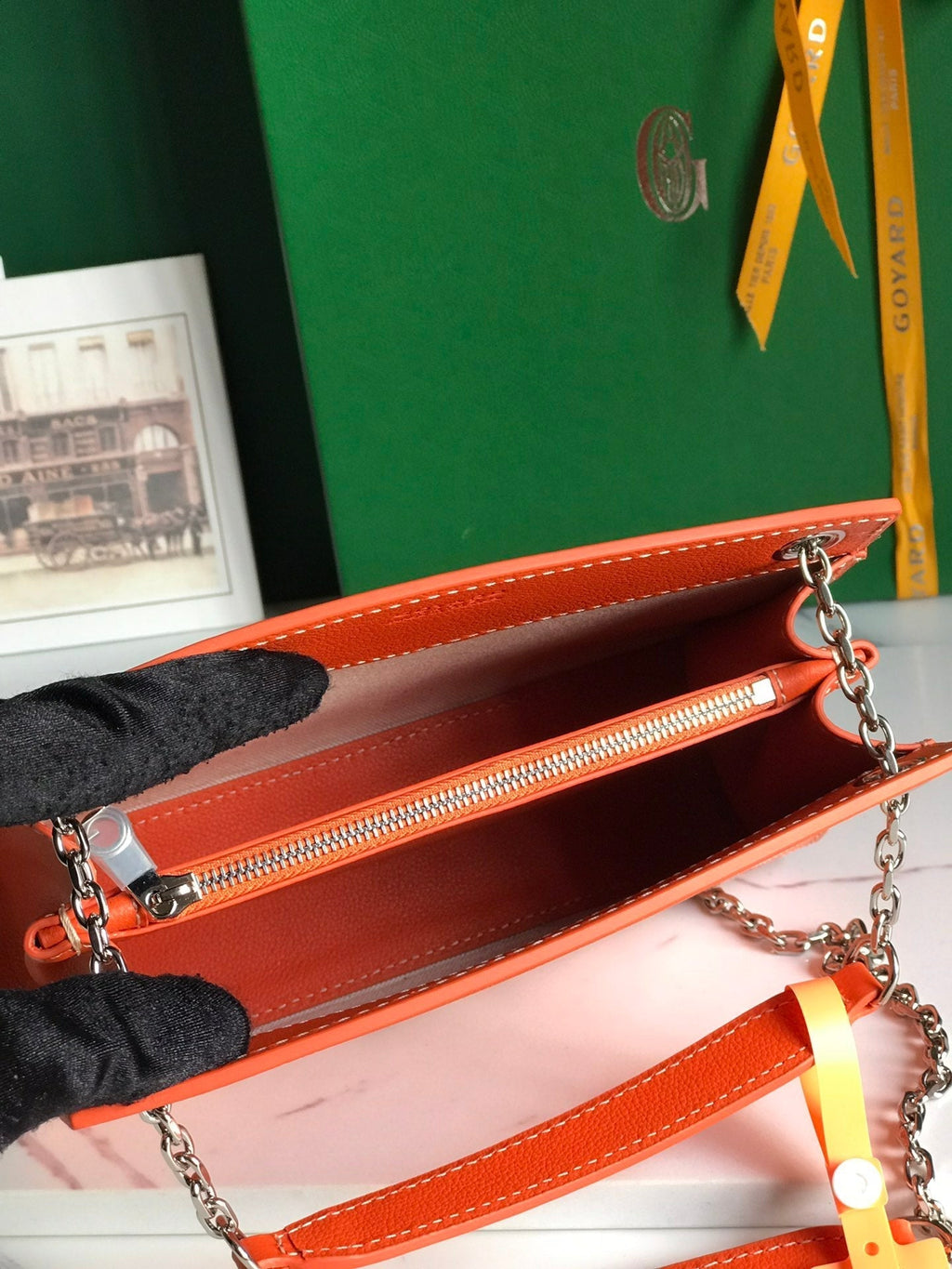 GOYARD ROUETTE STRUCTURÉ MINI BAG 21 IN ORANGE GOYARDINE CANVAS AND CALFSKIN