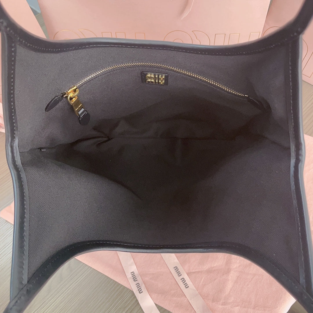 MIU MIU IVY TOTE BAG 40 IN DARK NAVY BLUE CORDUROY