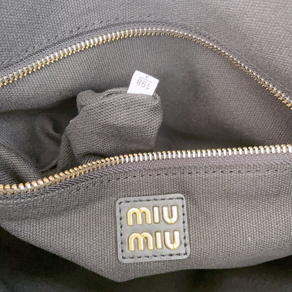 MIU MIU IVY TOTE BAG 40 IN DARK NAVY BLUE CORDUROY