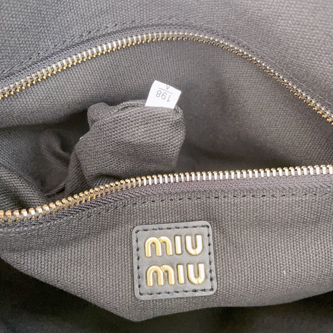 MIU MIU IVY TOTE BAG 40 IN DARK NAVY BLUE CORDUROY