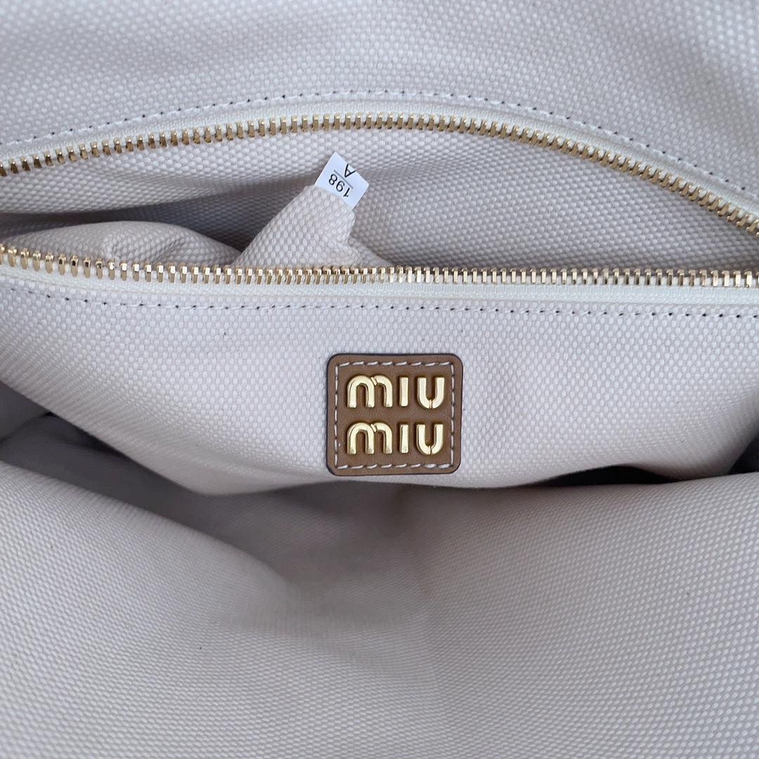 MIU MIU IVY TOTE BAG 40 IN LIGHT BROWN CORDUROY