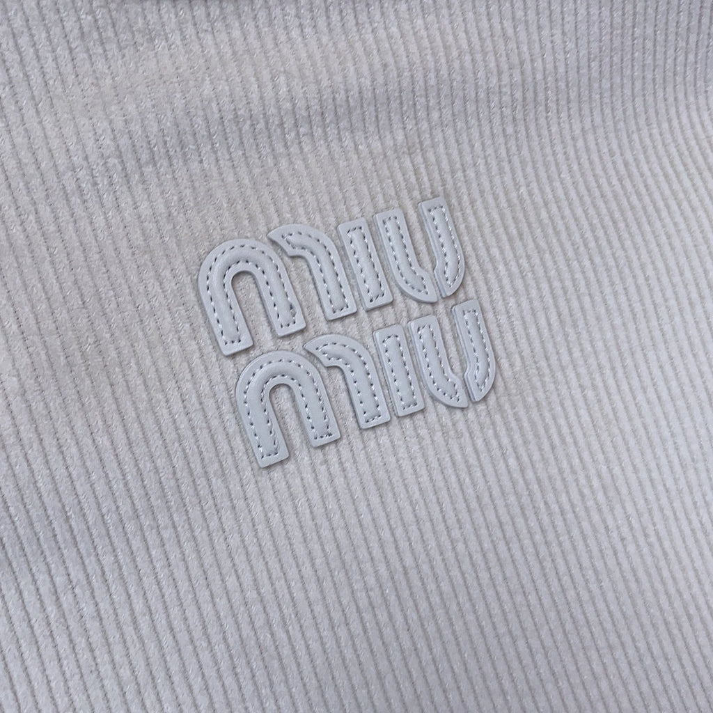 MIU MIU IVY TOTE BAG 40 IN WHITE CORDUROY