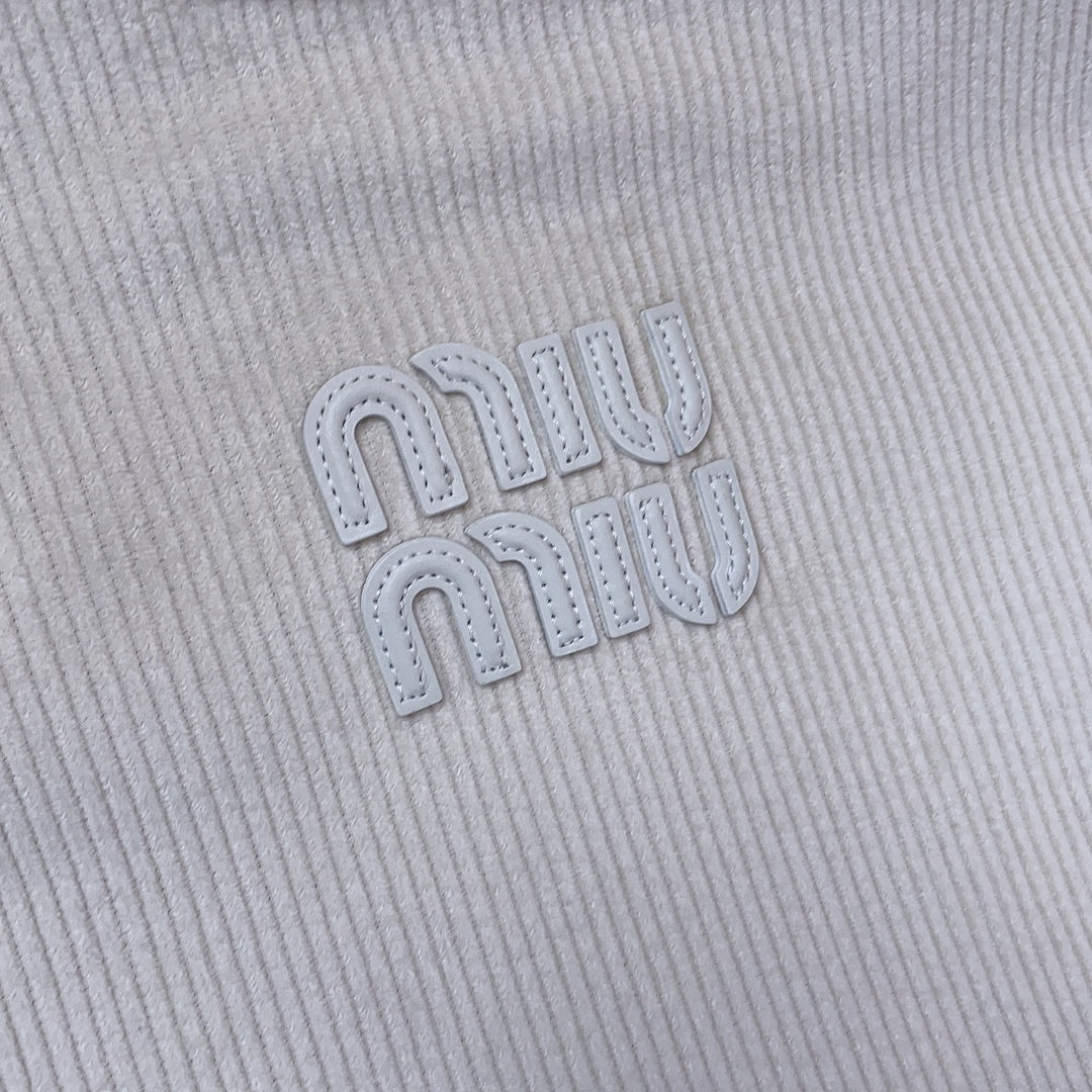MIU MIU IVY TOTE BAG 40 IN WHITE CORDUROY
