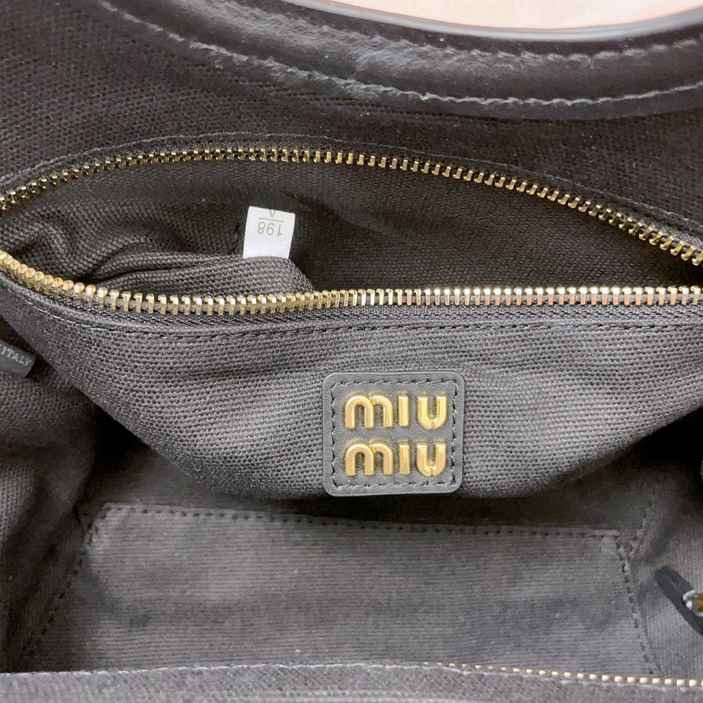 MIU MIU IVY HANDBAG 22 IN BLACK CANVAS
