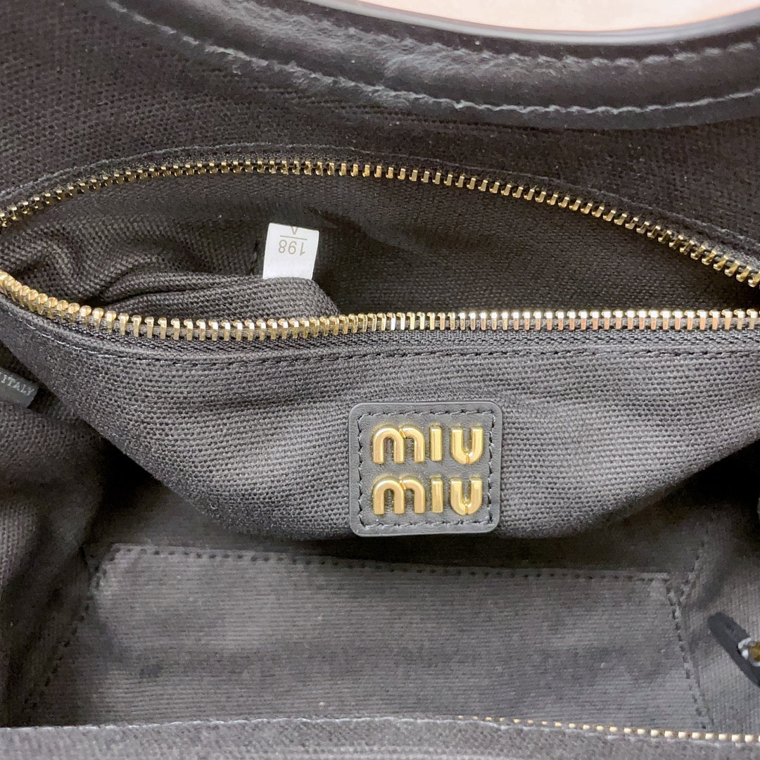 MIU MIU IVY HANDBAG 22 IN BLACK CANVAS