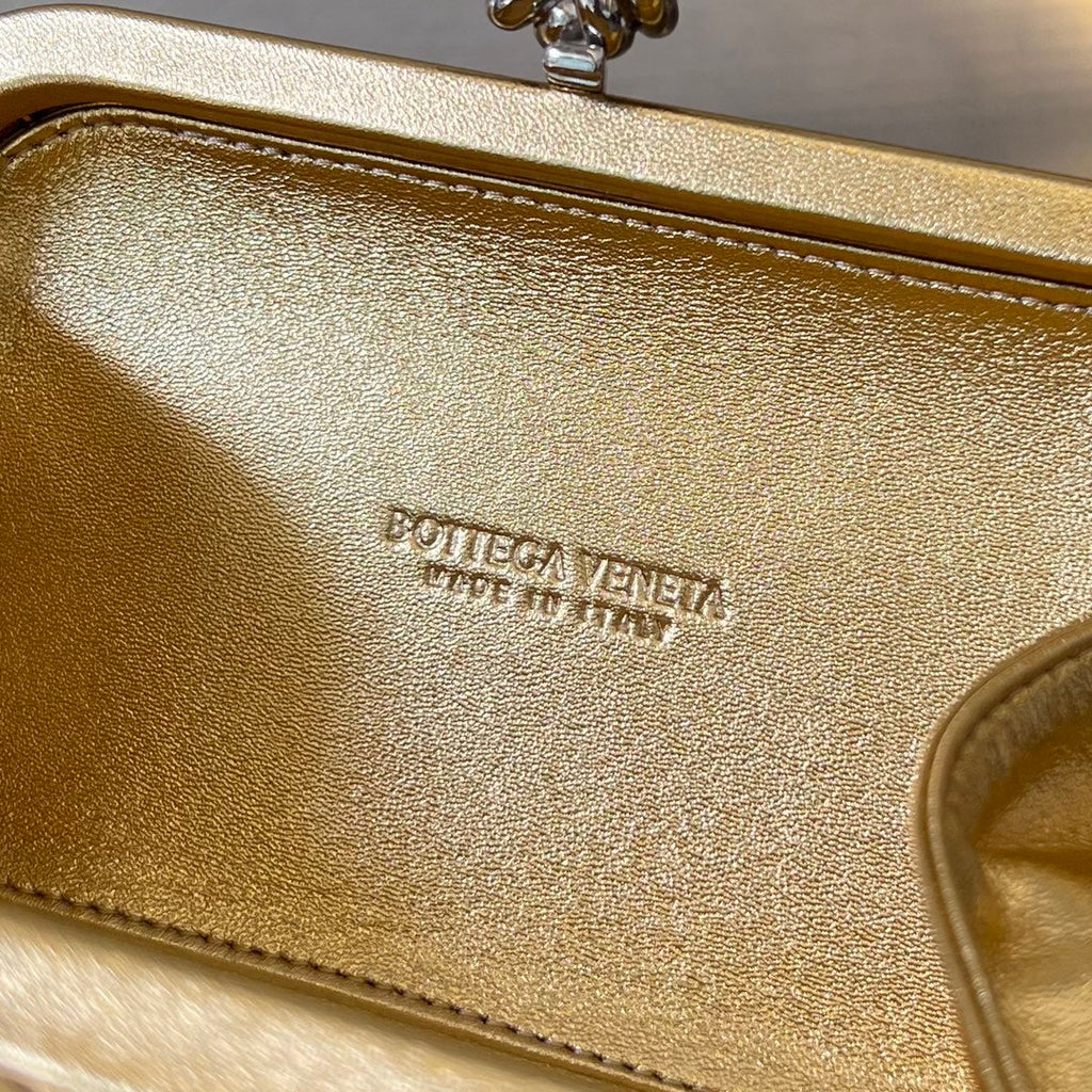 BOTTEGA VENETA SILVER KNOT 19 IN GOLDEN LAMBSKIN