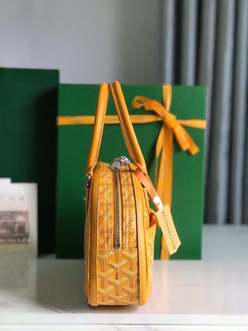 GOYARD SAINT JEANNE MINI BAG 26 IN YELLOW GOYARDINE CANVAS AND CALFSKIN