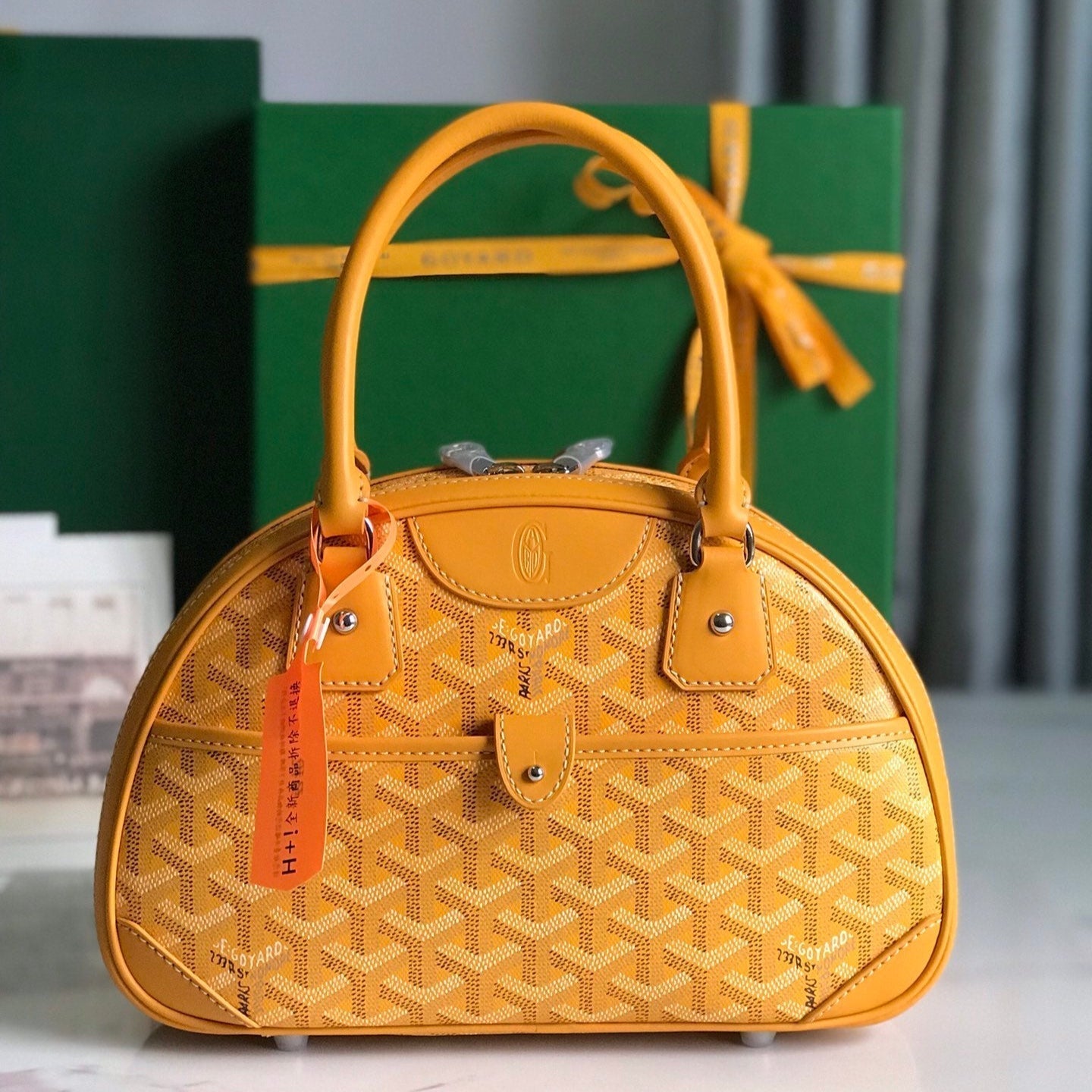 GOYARD SAINT JEANNE MINI BAG 26 IN YELLOW GOYARDINE CANVAS AND CALFSKIN