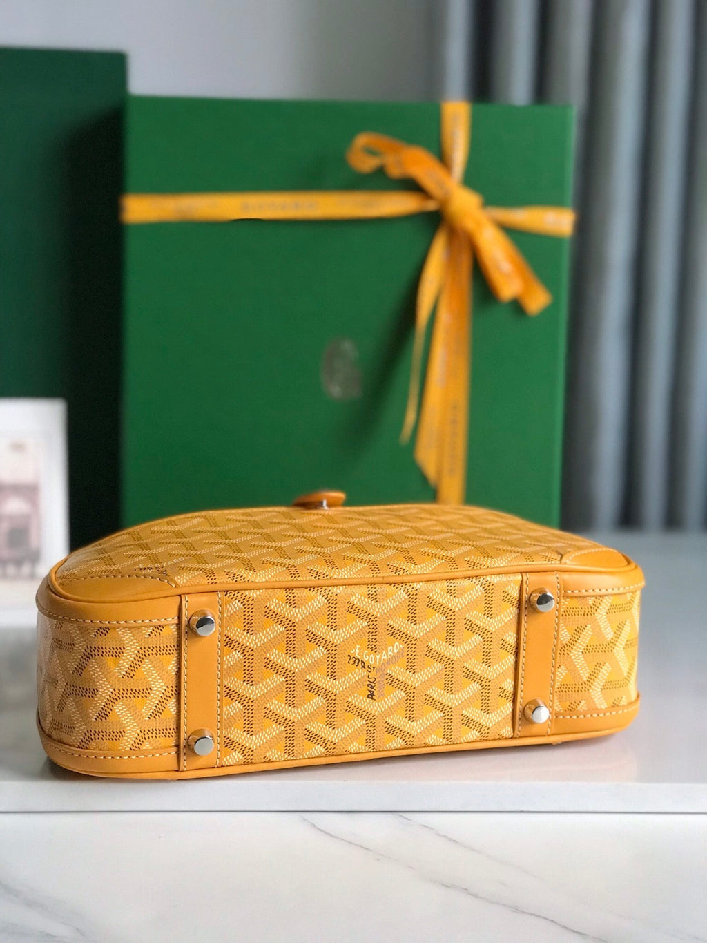 GOYARD SAINT JEANNE MINI BAG 26 IN YELLOW GOYARDINE CANVAS AND CALFSKIN