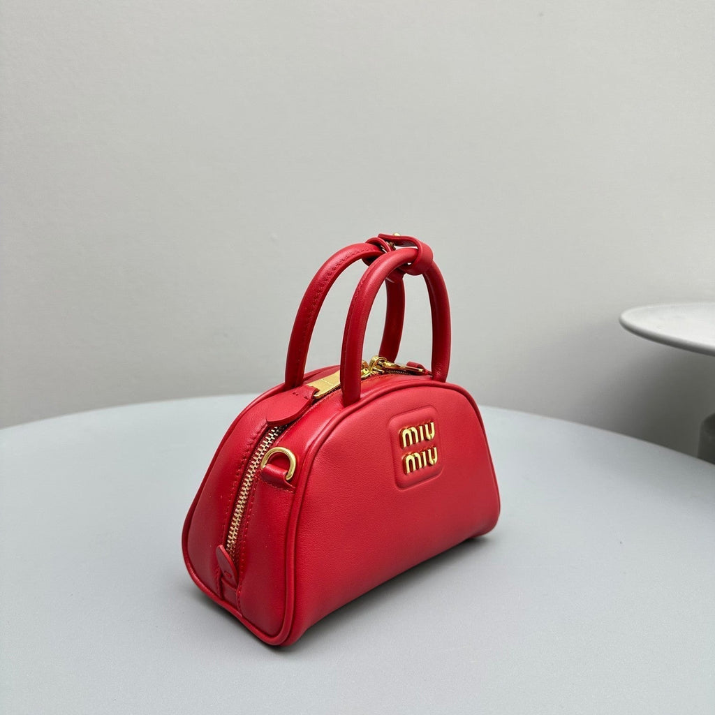 MIU MIU TOP-HANDLE 18 BAG IN RED CALFSKIN