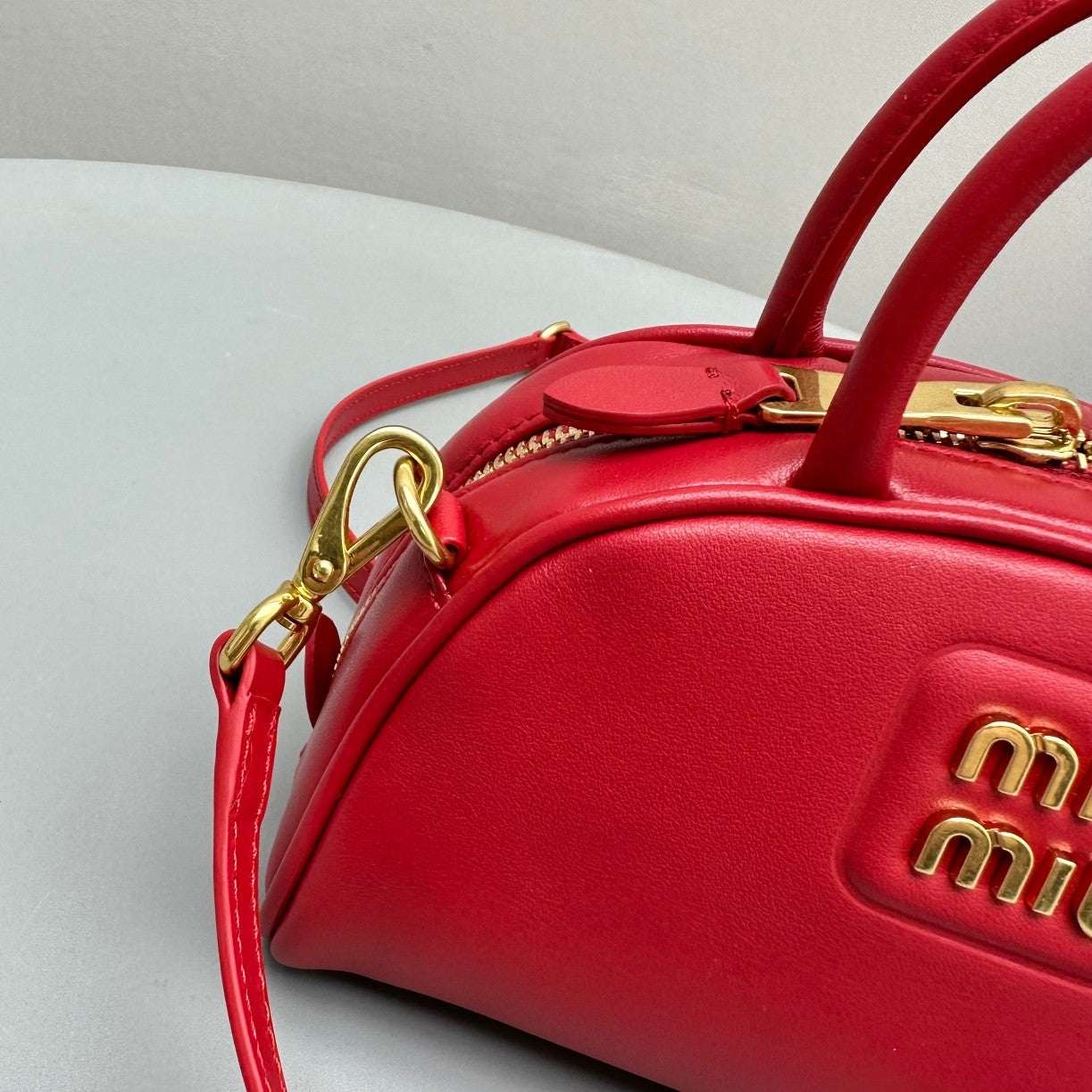 MIU MIU TOP-HANDLE 18 BAG IN RED CALFSKIN
