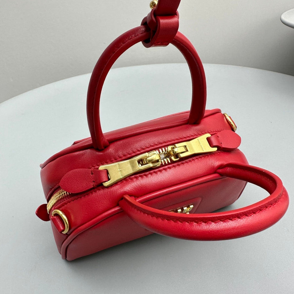 MIU MIU TOP-HANDLE 18 BAG IN RED CALFSKIN