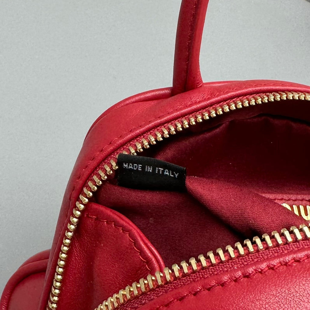 MIU MIU TOP-HANDLE 18 BAG IN RED CALFSKIN