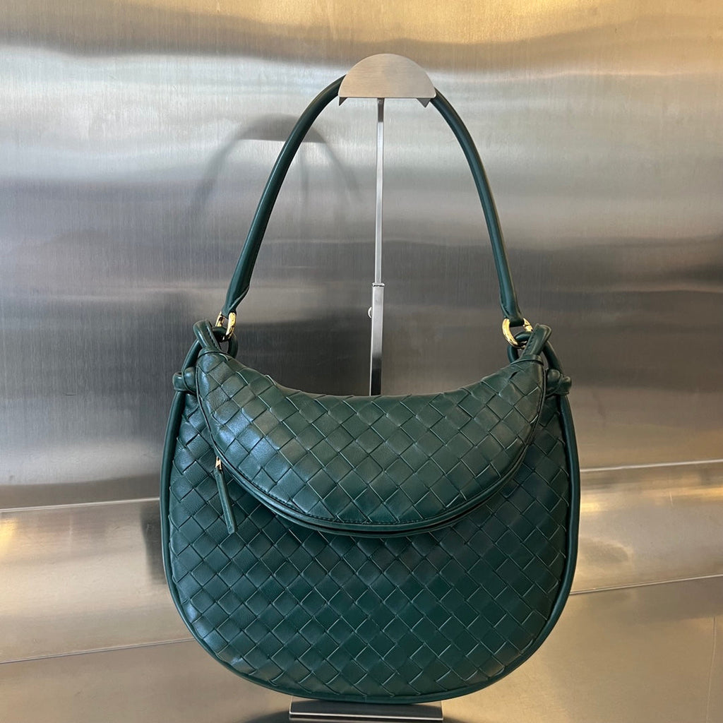 BOTTEGA VENETA MEDIUM GEMELLI 36 DARK GREEN LAMBSKIN