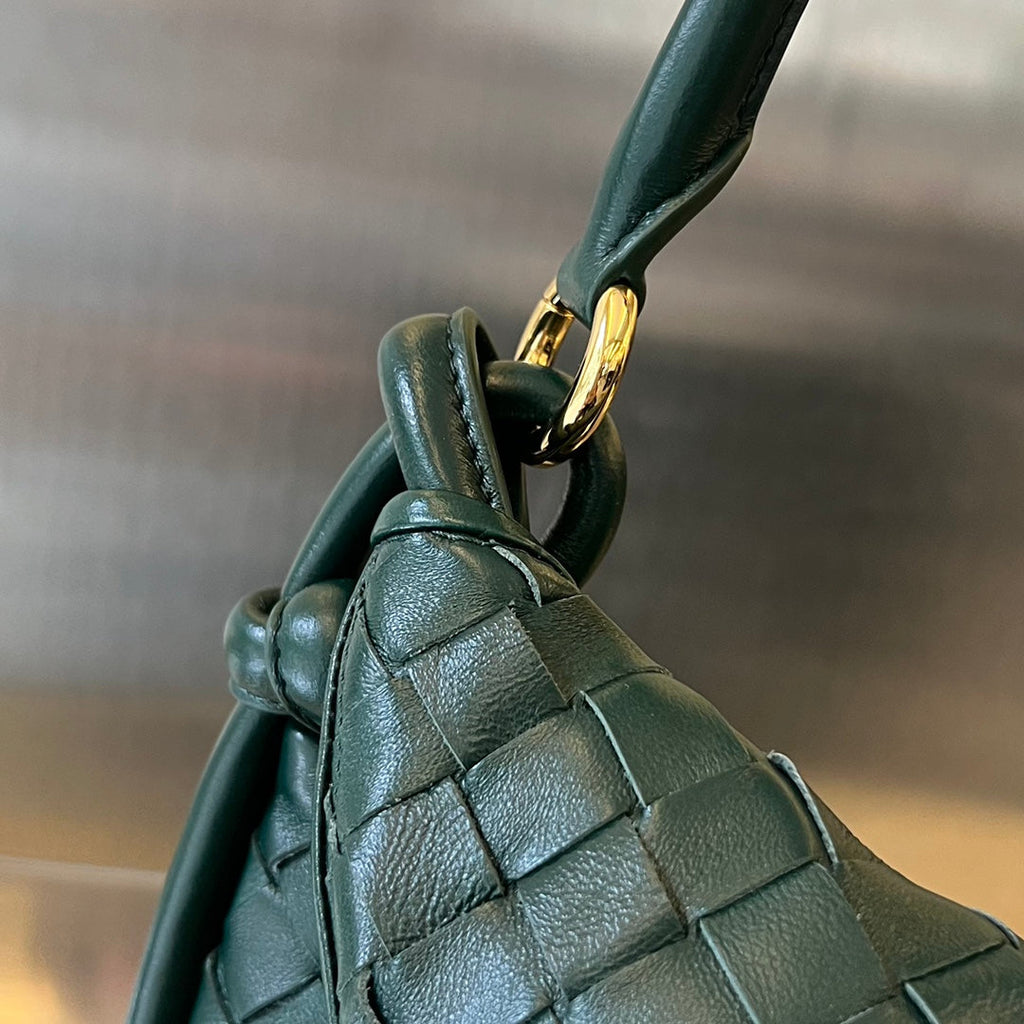 BOTTEGA VENETA MEDIUM GEMELLI 36 DARK GREEN LAMBSKIN