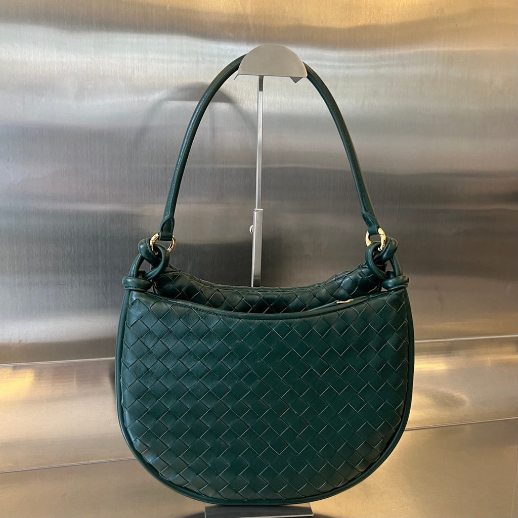 BOTTEGA VENETA MEDIUM GEMELLI 36 DARK GREEN LAMBSKIN