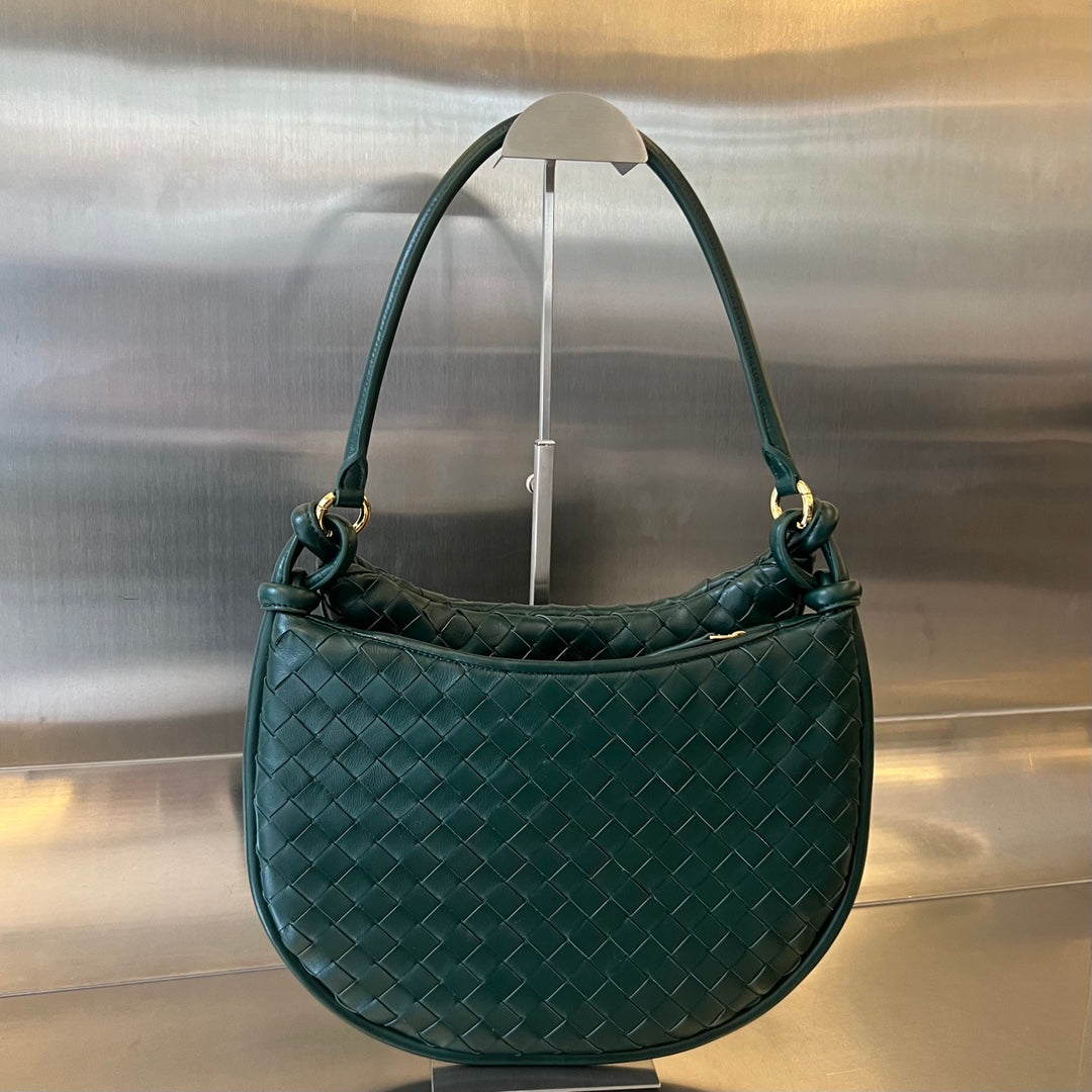 BOTTEGA VENETA MEDIUM GEMELLI 36 DARK GREEN LAMBSKIN